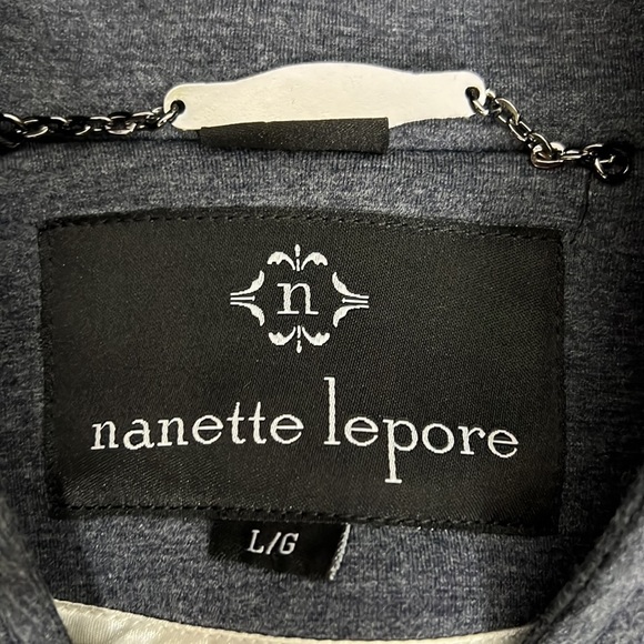 Nanette Lepore Scuba Grey Coat with Notched  Collar - Picture 3 of 13